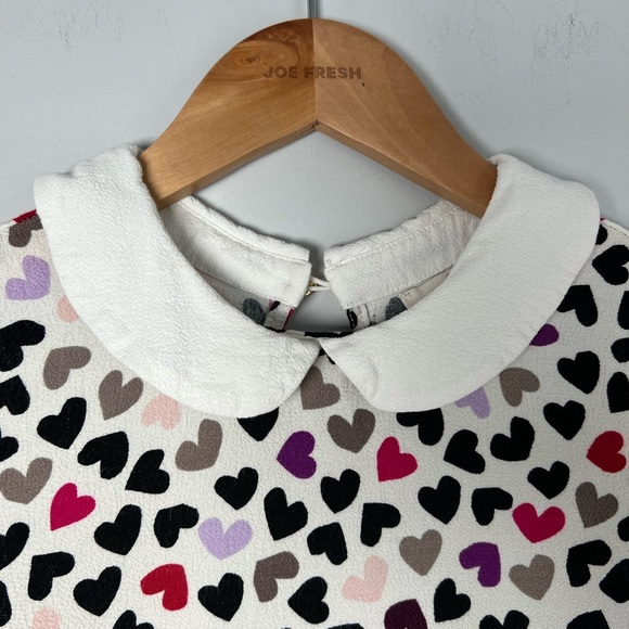 kate spade New York Kids Jensen Top Blouse Dancing Hearts AOP XL Girls - Picture 4 of 7